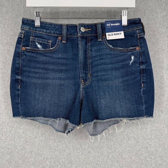 Old Navy Pants - Old Navy Womens OG Straight High Rise Denim Cut Off Shorts Size 8 Blue NEW